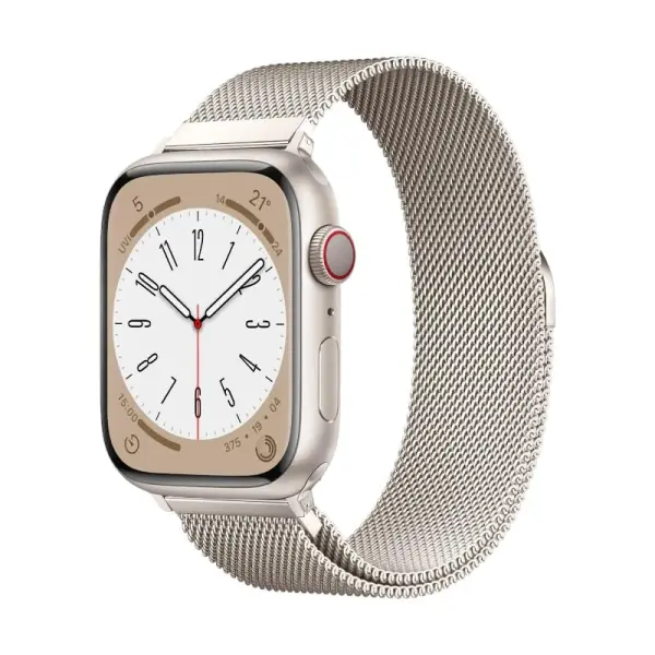 Bracelet milanais pour Apple Watch en acier inoxydable, avec un design élégant en maille fine, offrant un ajustement parfait et un style sophistiqué.