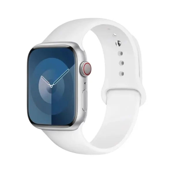 Bracelet de sport pour Apple Watch, en blanc éclatant, idéal pour un look frais et moderne, tout en assurant un confort exceptionnel pendant vos activités sportives.