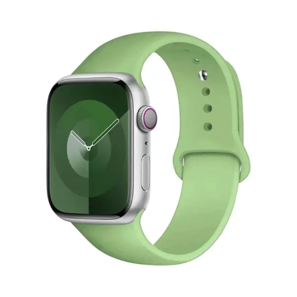 Bracelet de sport pour Apple Watch, en vert tendre, parfait pour un style naturel et apaisant, tout en offrant un confort optimal pour vos activités sportives.