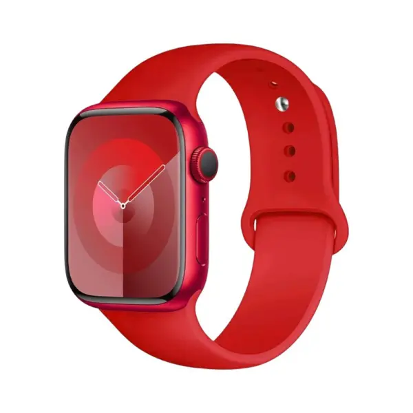 Bracelet de sport pour Apple Watch, mettant en avant une teinte rouge vif, idéal pour un look percutant et dynamique, tout en offrant un confort optimal pour les activités sportives.